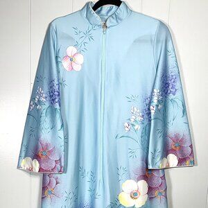 David Brown California VTG Zip Housecoat Robe Nightgown Maxi Patio House Dress S